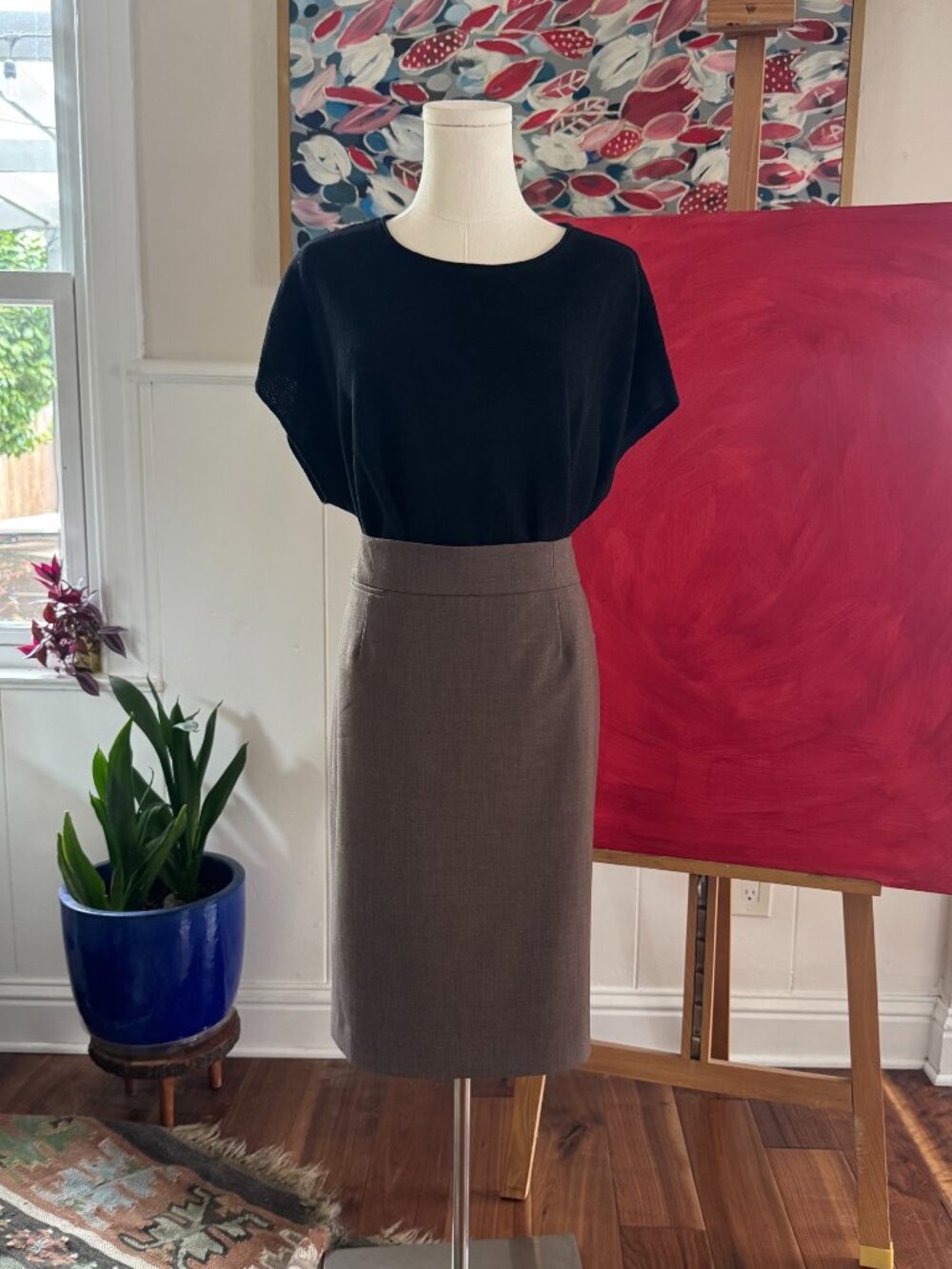 Calvin Klein Classic Luxe Brown Pencil Skirt